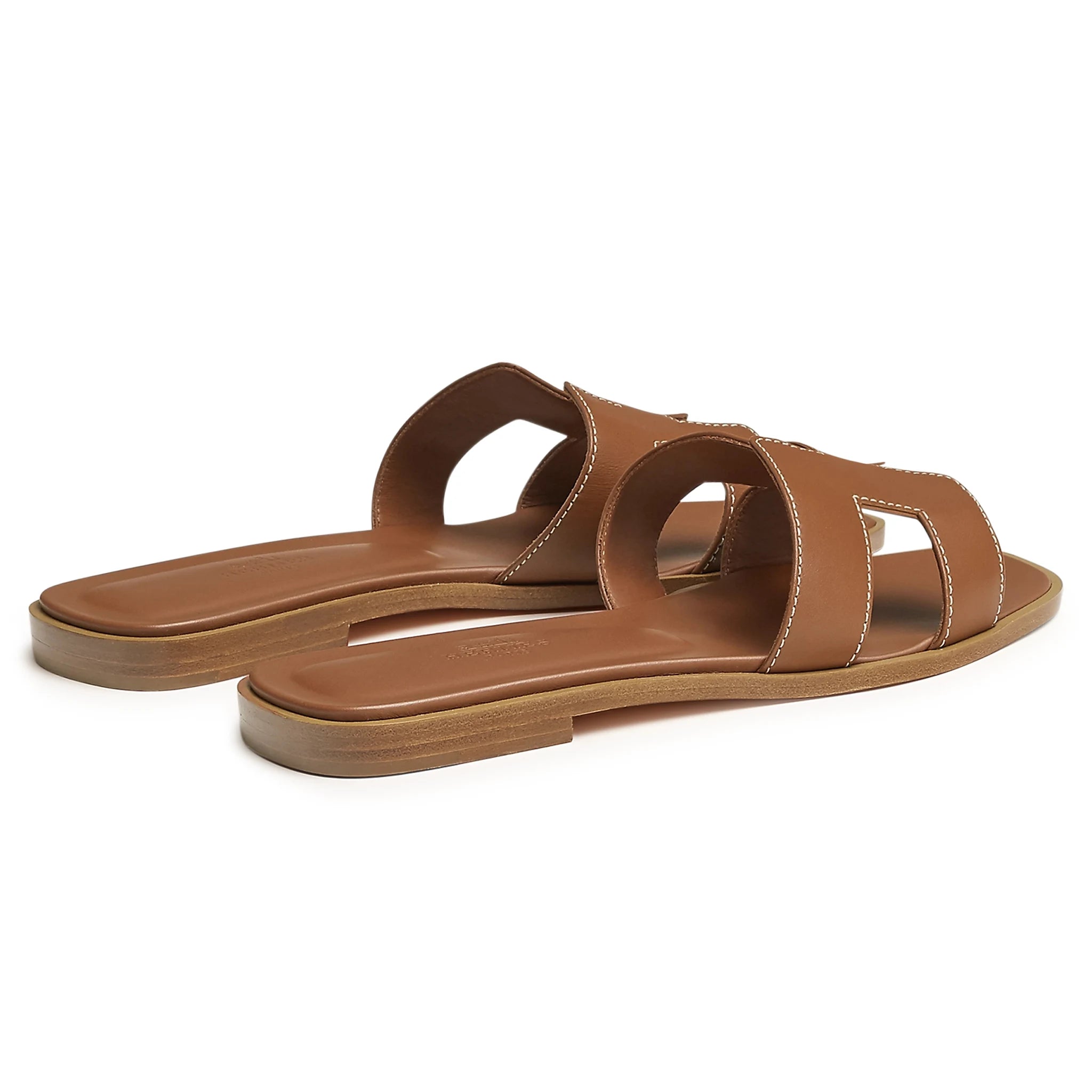 Front view of Hermès Paris Oran Gold Sandal